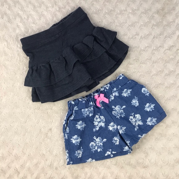 Baby Girl Shorts & Skort Bundle Floral Blue - Picture 2 of 5